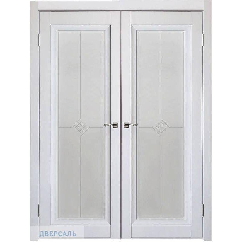 Двустворчатая дверь Decanto 2 barhat white с черной вставкой стекло каленое ПО